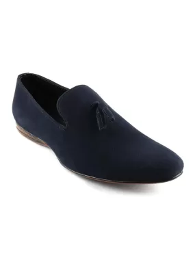 Blue Suede Tassel Loafers