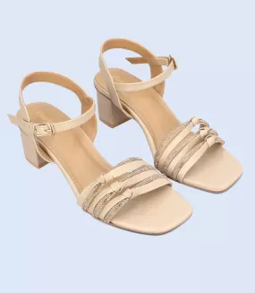 BW9343-BEIGE-Women Sandal Heel