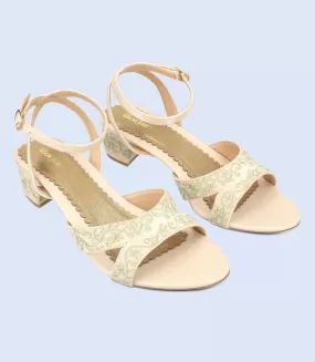 BW9687-BEIGE/GOLD-Women Sandal Heels