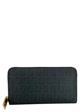 FENDI FF Zucchino Coated Canvas Zip Wallet NEW