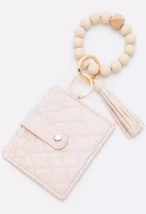 Lilian Card Holder/Keychain-Beige