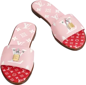 Louis Vuitton Pink Giant Monogram Lock It Mule Sandals UK 5.5 EU 38.5 👠